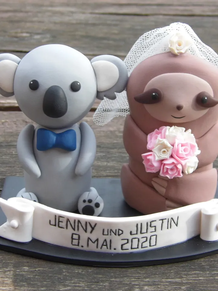 Koala Wedding Cake Topper, Koala Figurine For Wedding, Animal Couple Wedding Cake Topper, Wedding Gift for Couple, Personalized Cake Topper