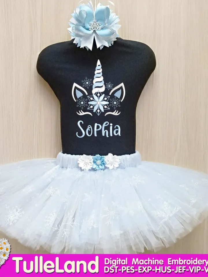 Christmas Snowflake Unicorn Holiday Winter Snow Merry Christmas Tree Unicorn Design for Machine Embroidery