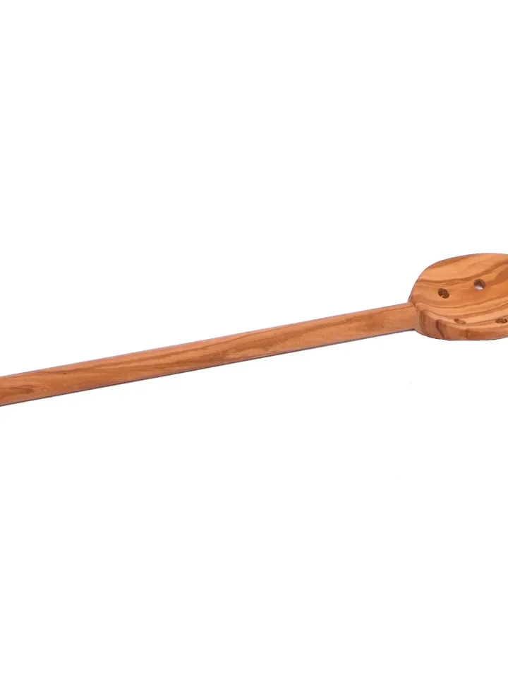 Wooden Spoon Pierced / Round Handle Olive Wood Spoon with 6 Holes - AKwood - Best Quality Cooking Utensils! Stirring Spoon / Handmade