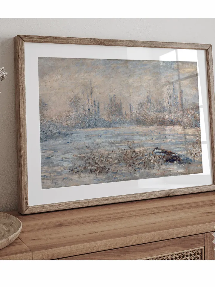 Winter Forest Landscape Painting, Soft Blue Country Scenery Vintage Digital Download | 385