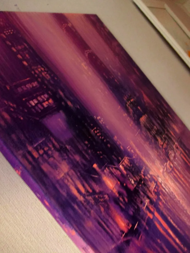 ORIGINAL OIL PAINTING on Canvas, Night City Original Painting Modern Original Art by "Walperion Paintings"