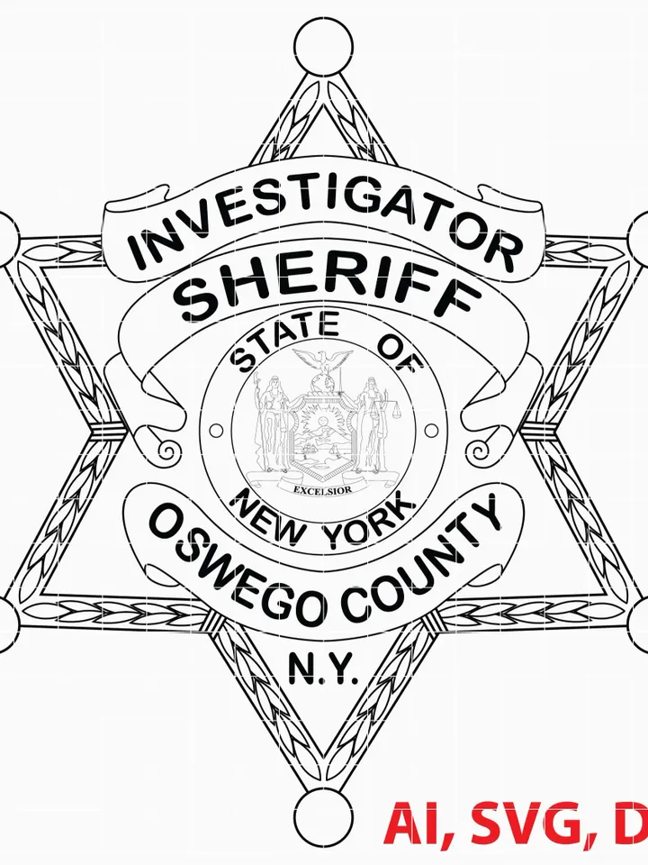 State of New York Oswego County Sheriff Investigator Logo, Seal, Badge, Custom, Ai, Vector, SVG, DXF, PNG,