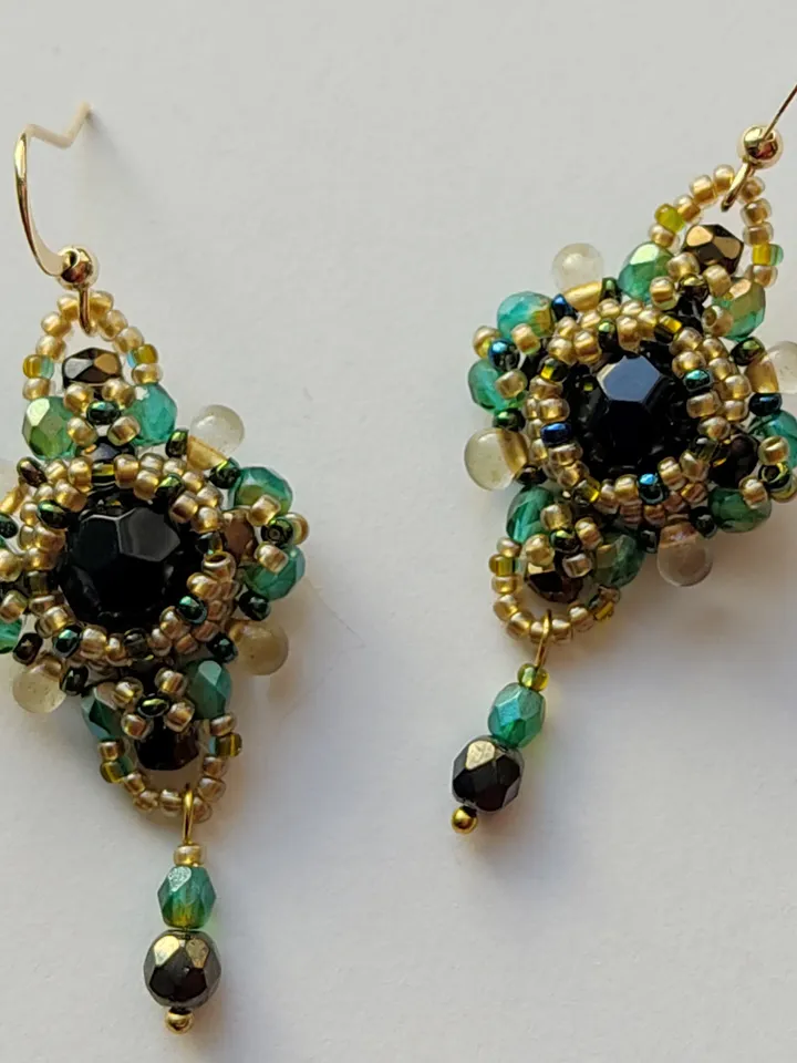 Black agate earrings beaded earrings dangle earrings boho earrings like vintage Victorian