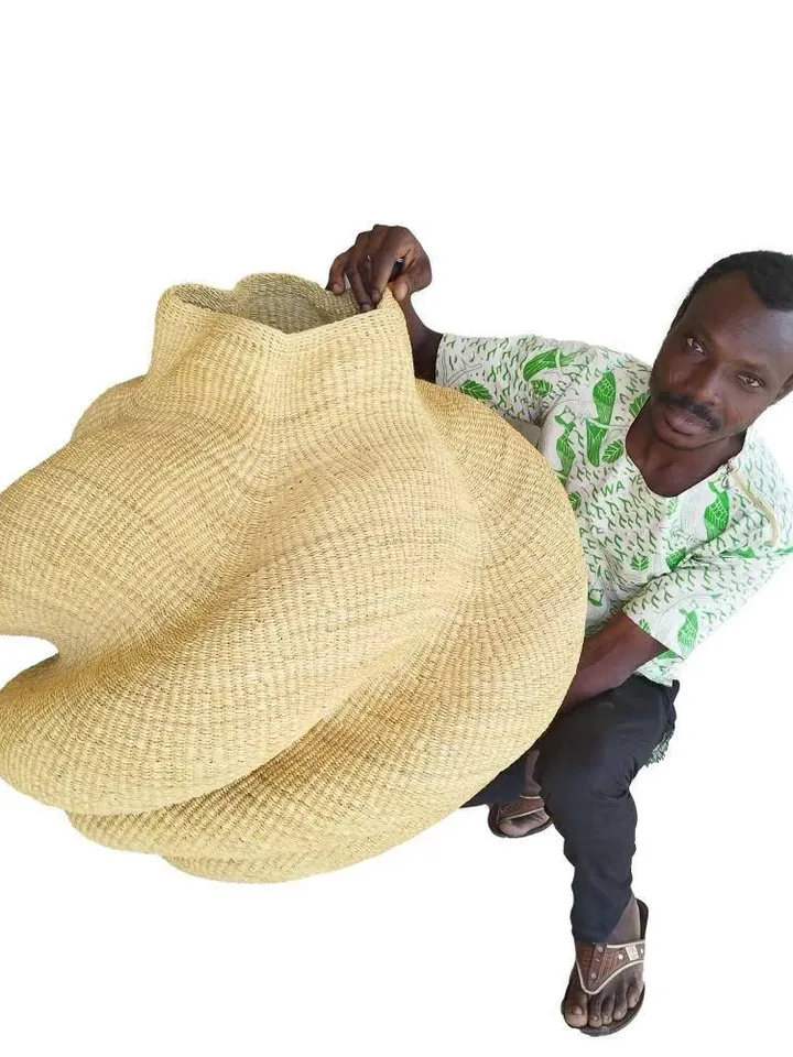 African Basket, Large Woven Basket,Bolga Basket, Flower Pot, Handmade Home Decor, Unique Home Decor, Home Decor Modern Living Room