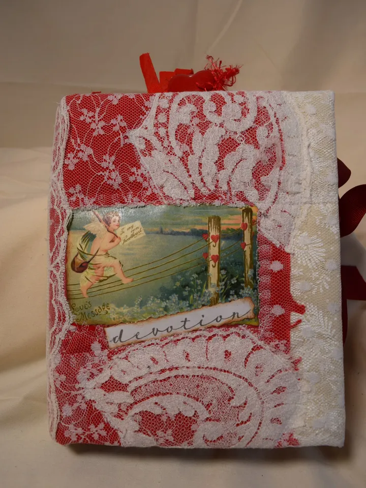 Devotion- Love Themed Junk Journal-Fabric Romantic Junk Journal-Handmade Diary
