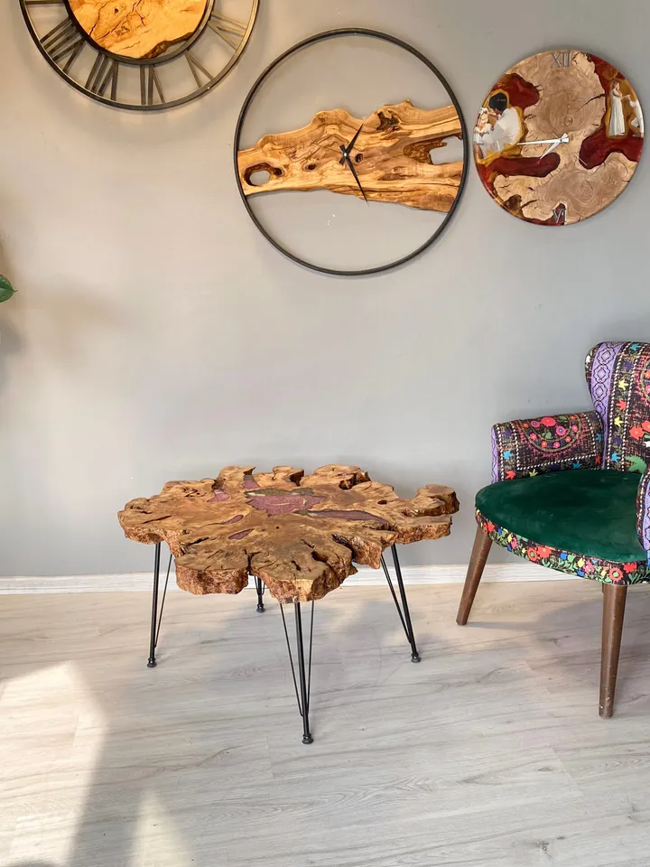 Koi Fish Epoxy Olive Wood Coffee Table, Unique Coffee Table, Live Edge Coffee Table, Modern Coffee Table