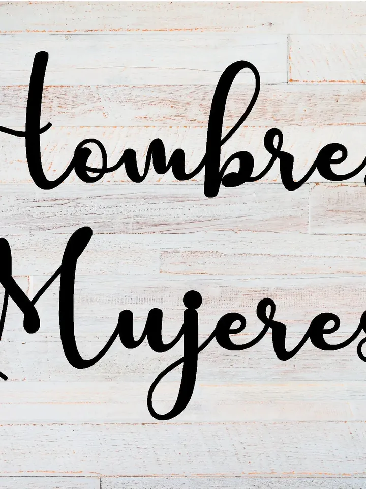 Hombres Mujeres Metal Sign, Metal Word Sign, Spanish Men and Women Sign, Spanish Restaurant Sign, Spanish Bathroom sign