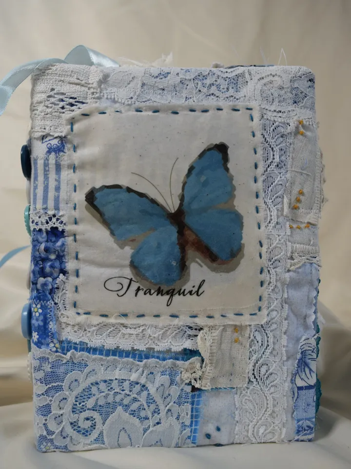 Tranquil Shades of Blue Themed Junk Journal- Hand Made Recycled Journal- Hand Made Personal Journal