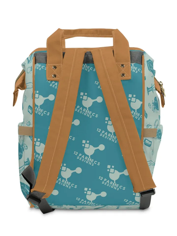 DnD Pattern TTRPG Backpack | Tabletop Roleplaying Game Skull Bag, LARP Backpack, Wargaming Organizer, Skull and Bones, DnD Gift for Geeks