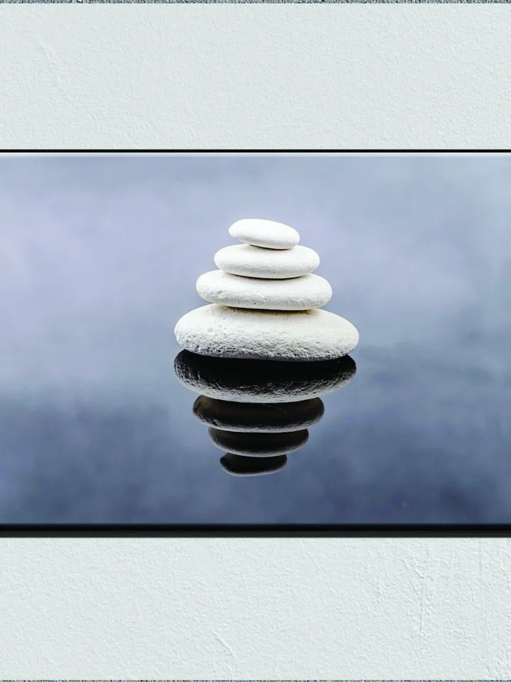 Stone and its Reflection Print on Canvas , Floating Frame Option, Modern Wall Art, Extra Large Canvas Wall Art