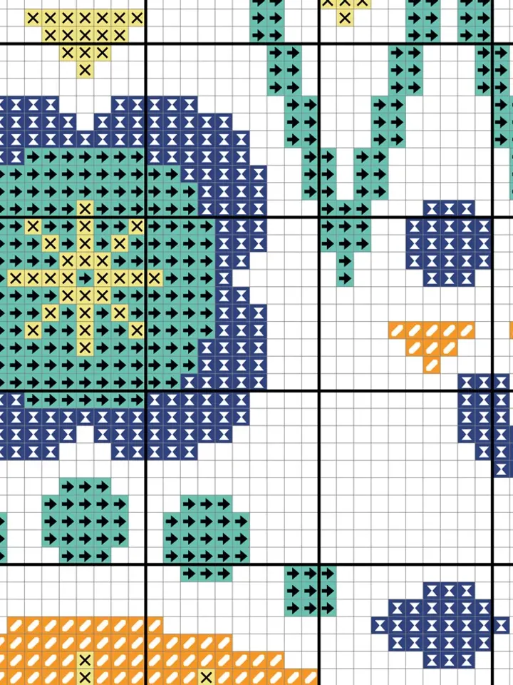 Abstract Flowers cross stitch pattern. Traditional folk cross stitch. Scandi cross stitch.