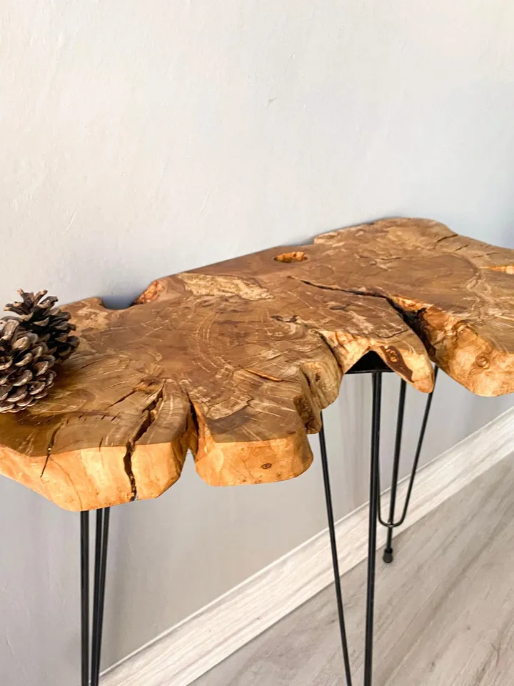 Live Edge Coffee Table, 21" Unique Coffee Table, Olive Wood Coffee Table, Wood Side Table, Farmhouse Coffee Table
