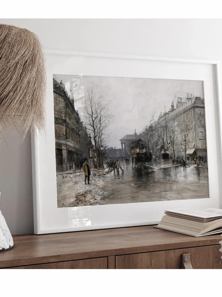 French Cityscape Antique Oil Painting Vintage Print, Architecture Paris Street France Art, Downloadable Printable Wall Art | 21