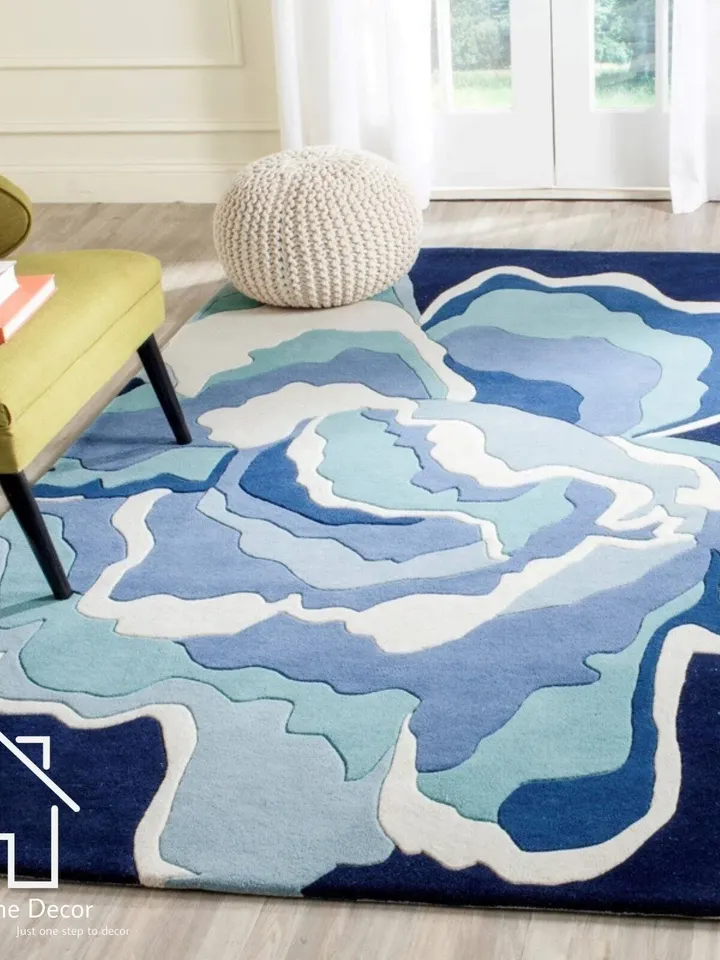 Modern Multi Navy Hand Tufted Rug 100% Woolen Area Rug For Hall Kitchen Living Room Bed Room Dining Room Kids Room Carpet Christmas Gift