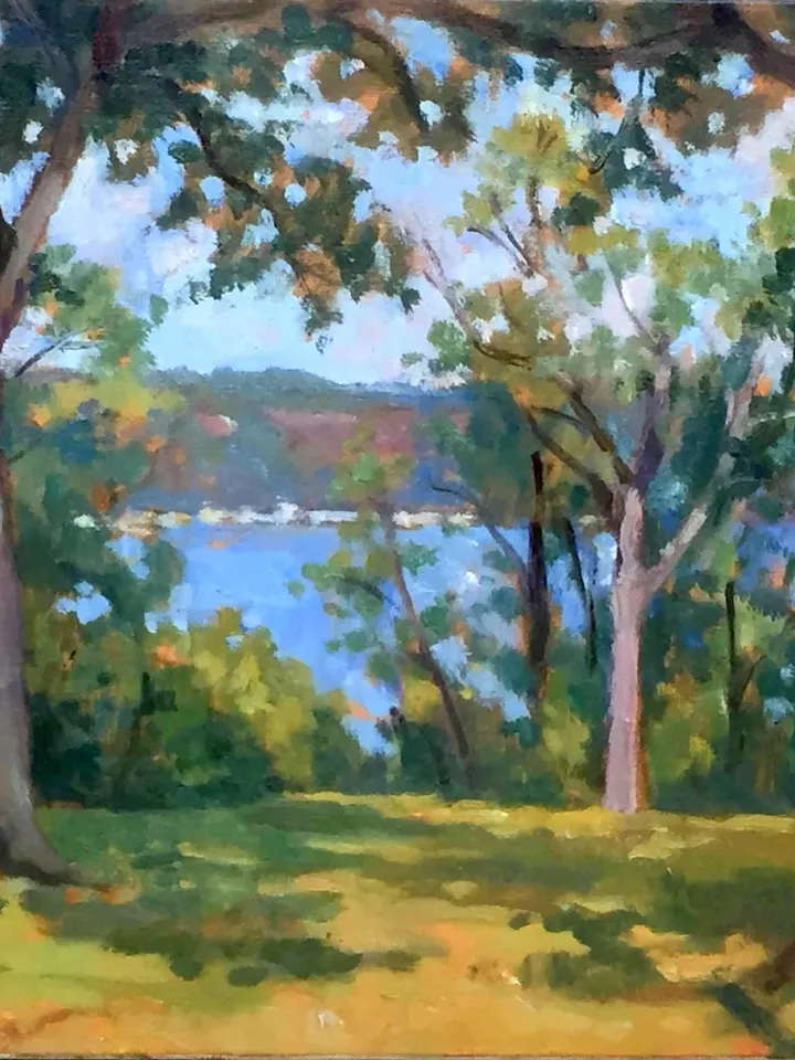 Original New York Landscape Painting -Abby's Lawn/ Ft Tryon Park/NYC - 11x14 Oil on Canvas, Plein Air Impressionist Signed Original Fine Art