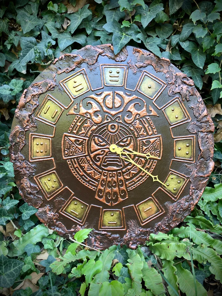 Large wall clock tribal totem polynesian mask 19"/49cm