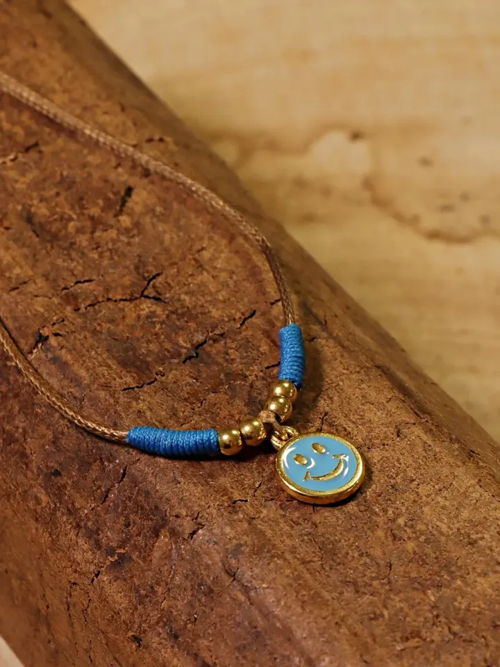 Toddler Necklace, Cute Emoji Necklace for Little Girls, Happy Face Charm Smiley Face, 24K Gold Plated Be Happy Gift for Her, Smile Face