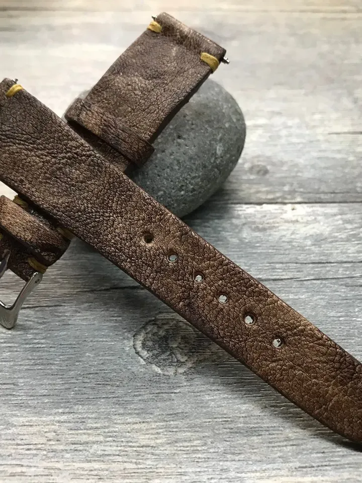 Mens Watch Band Leather, Brown Leather Watch Band Engraved, Watch Strap 20mm, Handmade Leather Watch Band, Valentines Day Gift for Husband