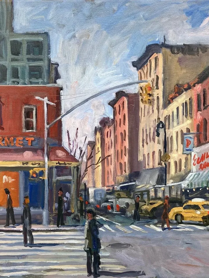 Lower East Side New York Cityscape Painting - From Essex Street/LES NYC- 18x18 Oil on Canvas, Urban Impressionist Fine Art, Signed Original
