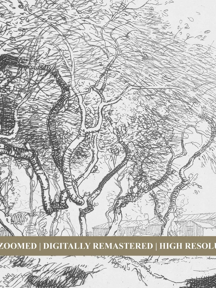 Twisted Tree Vintage Sketch Art Print, Landscape Drawing, Printable Artwork, Wall Decor | 189