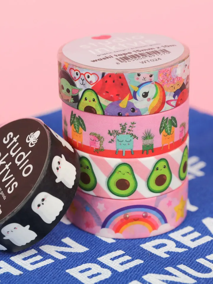 Washi Masking Tape Kawaii unicorn, yoda, panda, rainbow is a scrapbook paper tape for fun bullet journalling, crafting, gift wrapping & more