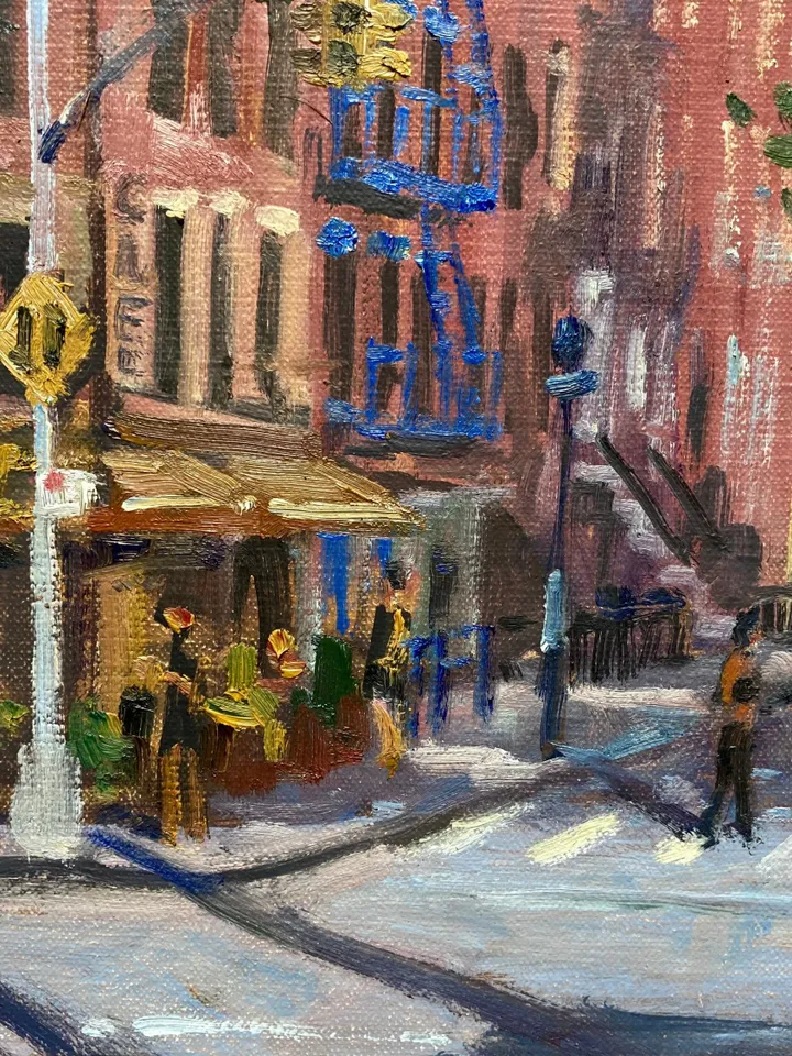 East Village Landscape Painting -Across 10th Street- 14x18 Oil on Linen, New York Urban Impressionist Fine Art, Signed Original
