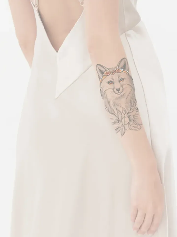 Fox Tattoo Sketch for Females Fox Tattoo Design for Woman Fox and Flowers Tattoo Sketch, Instant download PDF and JPG