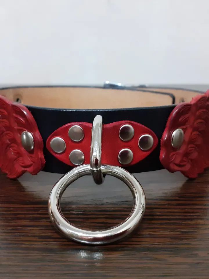 Red wings lockable bdsm day collar Custom gift sub collar for women