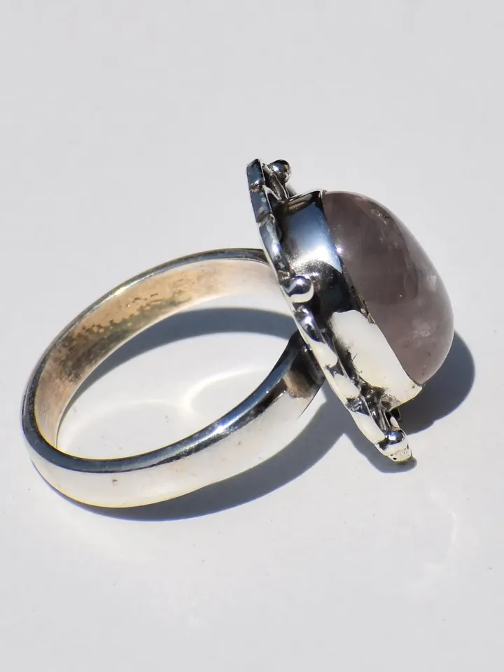 Natural Rose Quartz Ring, Sterling Silver Ring, Oval Gemstone, Statement Jewelry, Boho Jewelry, Wedding Ring, Anniversary Gift, Gift For Her