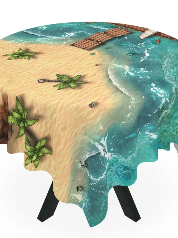 TTRPG Wargame Beachside Terrain Cloth | Tabletop Roleplaying Game Table Cover, RPG Miniatures, Gift for Dungeon Master, DnD Dice Map