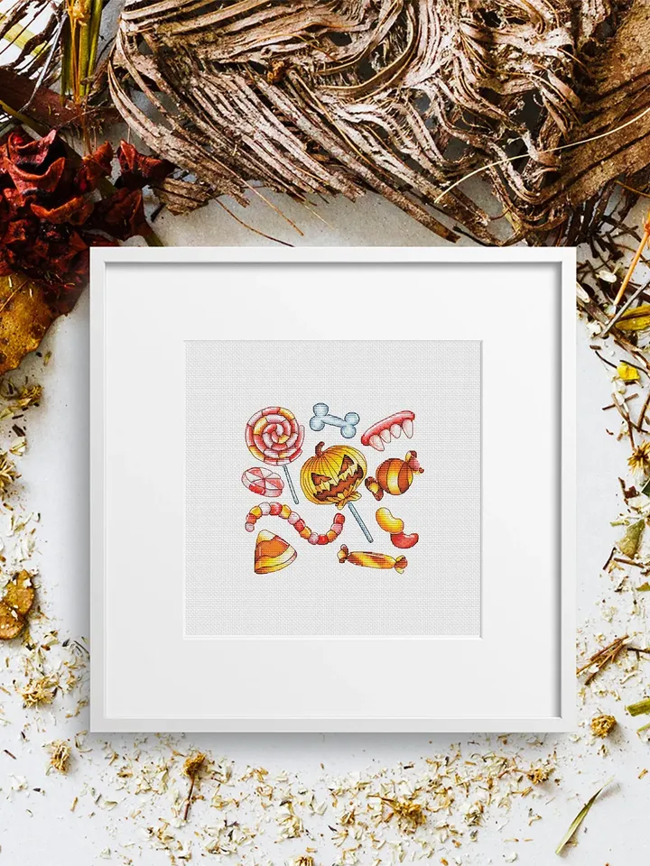 Halloween Cross Stitch Pattern PDF, Halloween Candis Cross Stitch, Holiday Spooky Cross Stitch, Magic Cross Stitch Pattern Instant Download