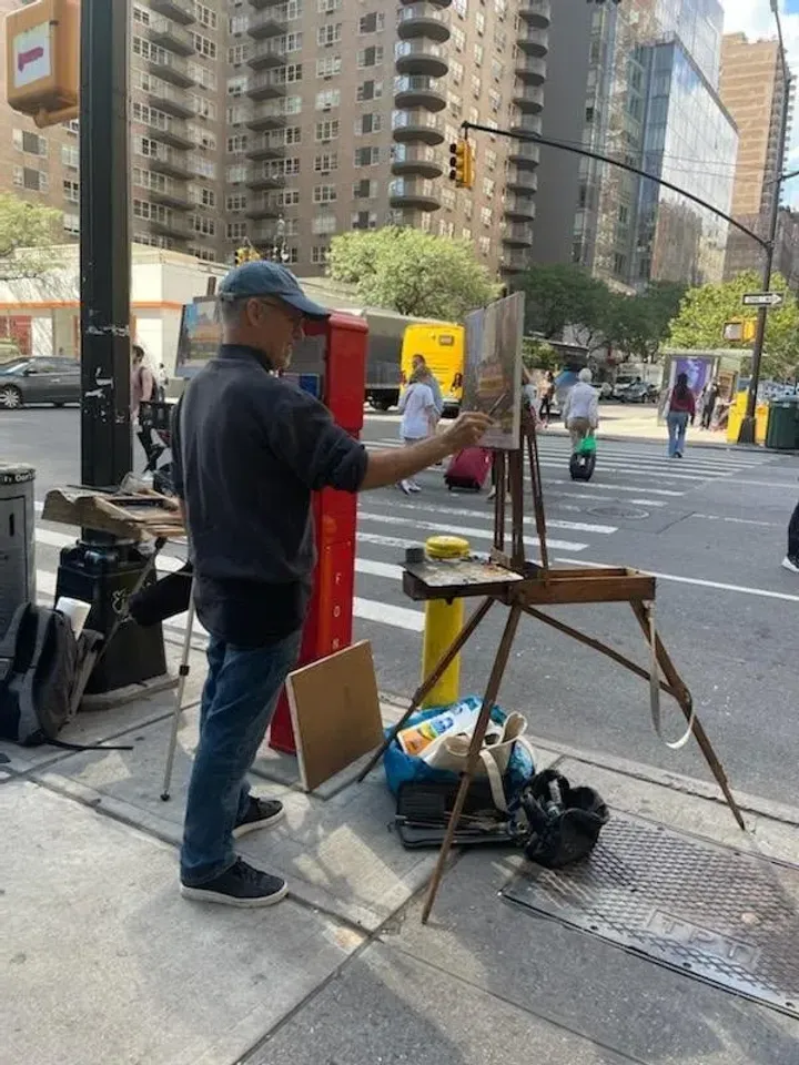 Original New York Cityscape Painting - From Grand Street/NYC- 10x10 Oil on Panel, Plein Air Impressionism, Signed Original Landscape