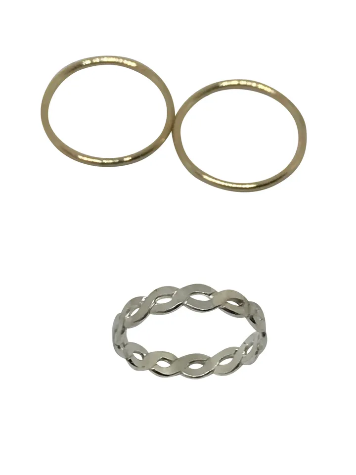 Toe ring, Gold toe ring, 14k Gold Filled Stacked Toe Rings, Gold toe rings, midi ring, braid ring, Gold and Silver, toe rings for women