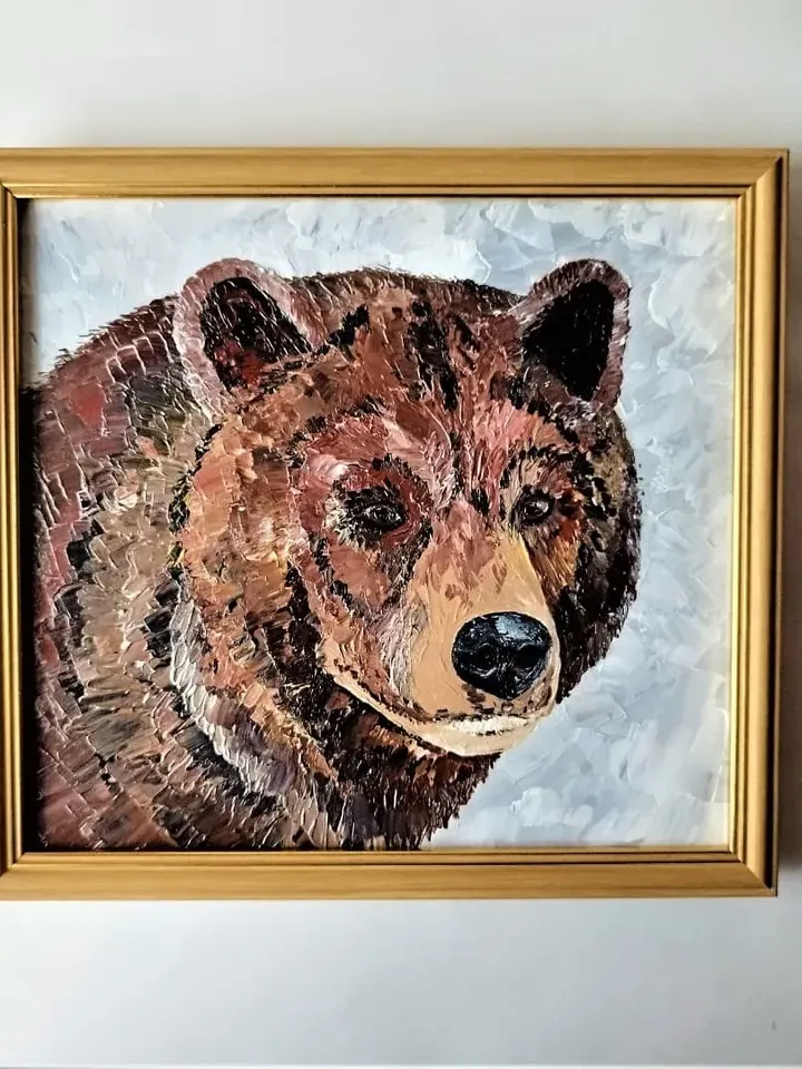 Brown bear painting acrylic Animal artwork