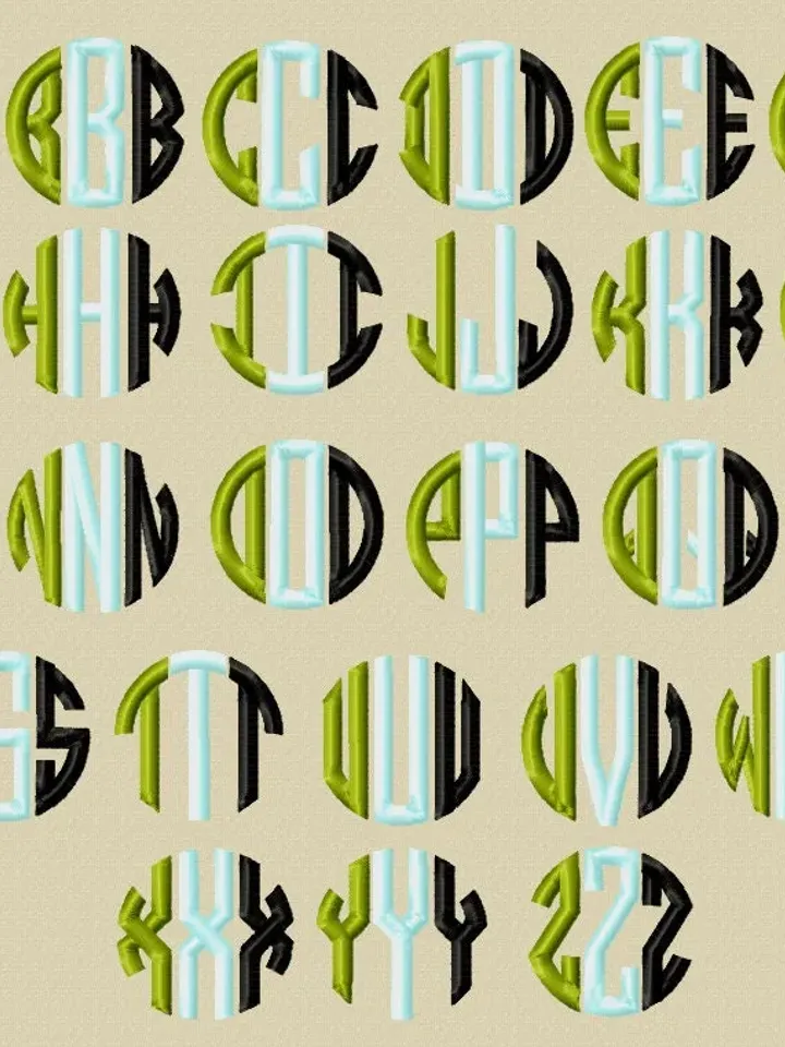Circle Monogram Machine embroidery designs Monogram Fonts Embroidery ...