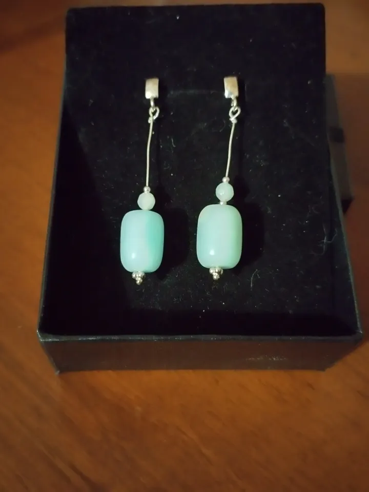 Sterling silver earrings with amazonite Silver sterling earrings with amazonite