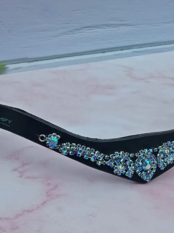 Dazzling Crystal Rhinestone Blingy Browband for English Riding Equestrian Horse Events