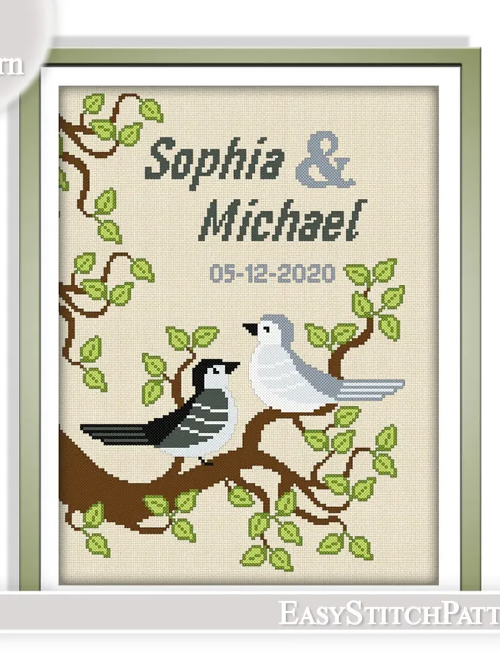 Anniversary cross stitch pattern. Save the date cross stitch. Wedding cross stitch. DIY.