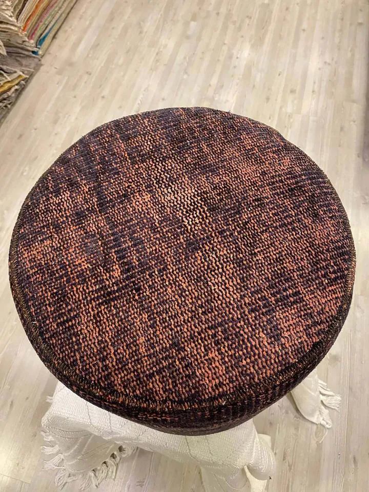 BohoCozy: Handmade Patchwork Ottoman Pouf, Bohemian Kilim Rug, 35x40x35cm for a Cozy Home Decor .