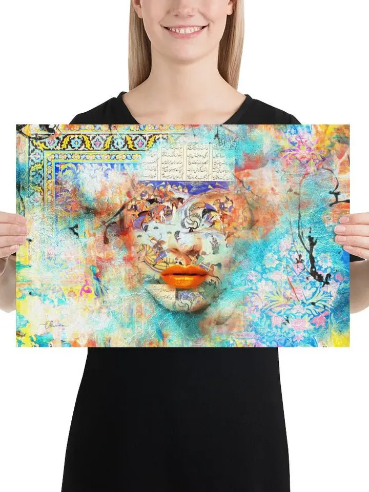 Dance of Colors | Persian Calligraphy Wall Art Poster | Unique Persian Gift | Unframed Art Print Poster