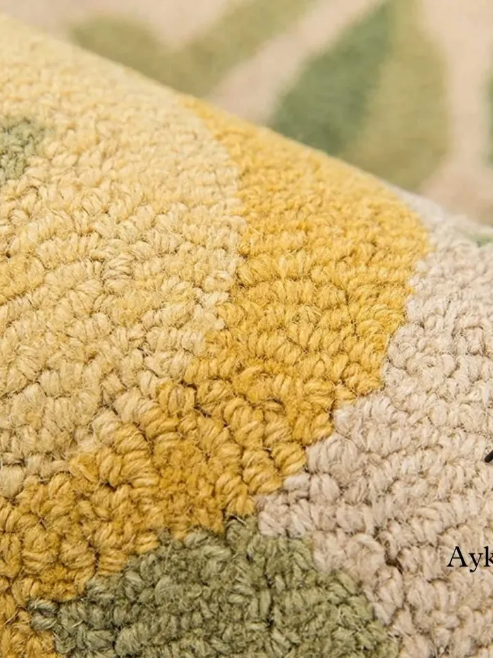Modern Look Hand Tufted Area Rug 100% Woolen High Low Rug For Hall Kitchen Living Room Kids Room Dining Room Rug Yellow Flower Rug/Christmas