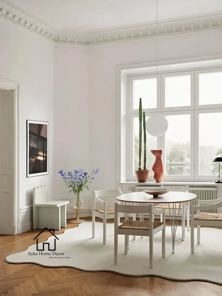 Solid White Hand Tufted Country Oriental Wool Rug Hand Tufted Wool Rug Hand Tuft Rug Living Room Rug Hand Tufted Rug Bedroom rug
