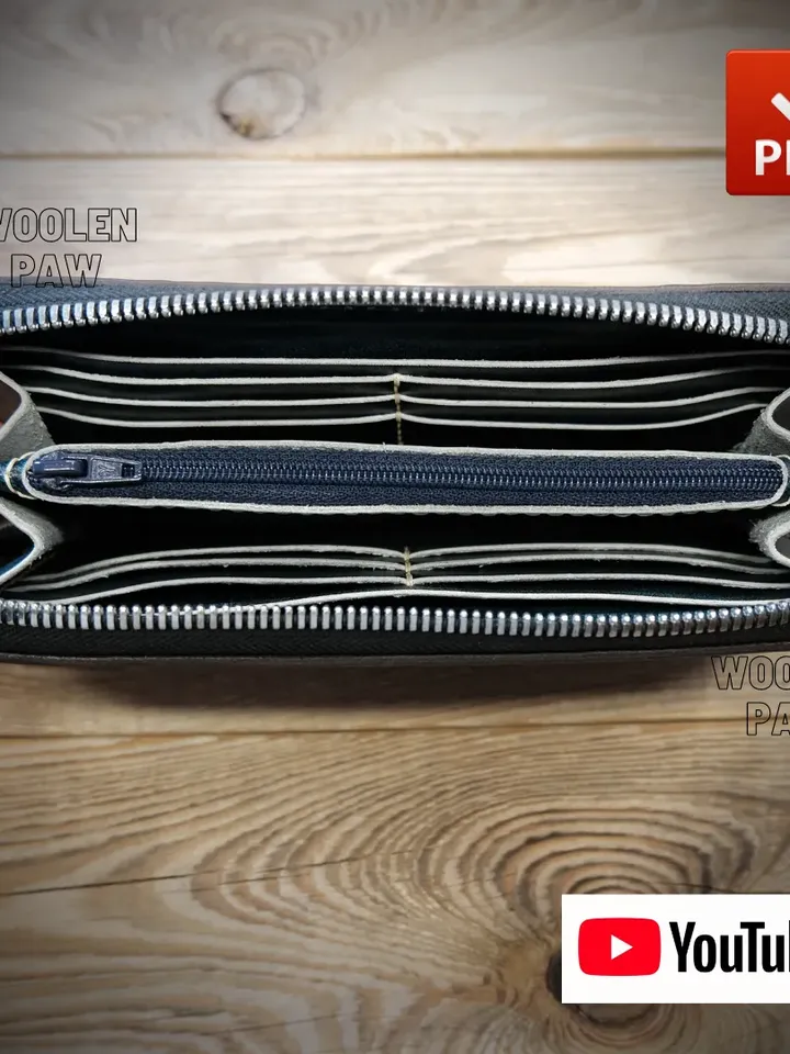 Leather pattern download - Zipper wallet. ZW1