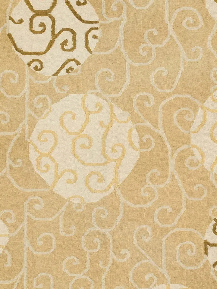 4.19x6.13 ft KilimArtisan Beige Embossed Turkish Kilim: Uniquely Patterned Beige Beauty