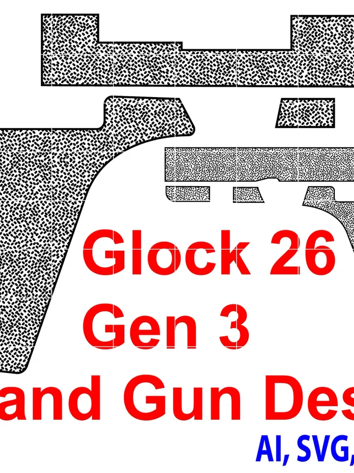 Glock 26 Gen 3 Hand Gun Design Custom, Ai, Vector, SVG, DXF, PNG, Digital