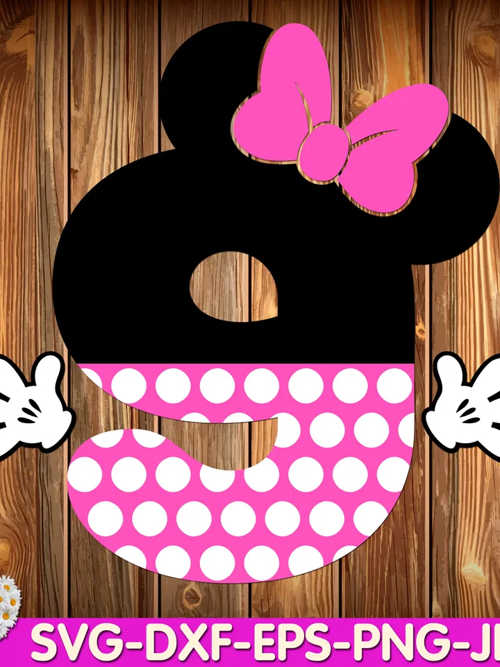 Mouse Number nine mouse Birthday Girls number ninth minnie digital design Cricut svg dxf eps png ipg pdf cut file