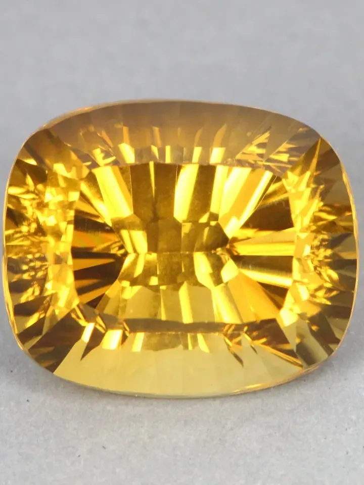 19.10 CT Glorious ! Concave Cushion Cut 100% Natural Rich Yellow Citrine From Brazil