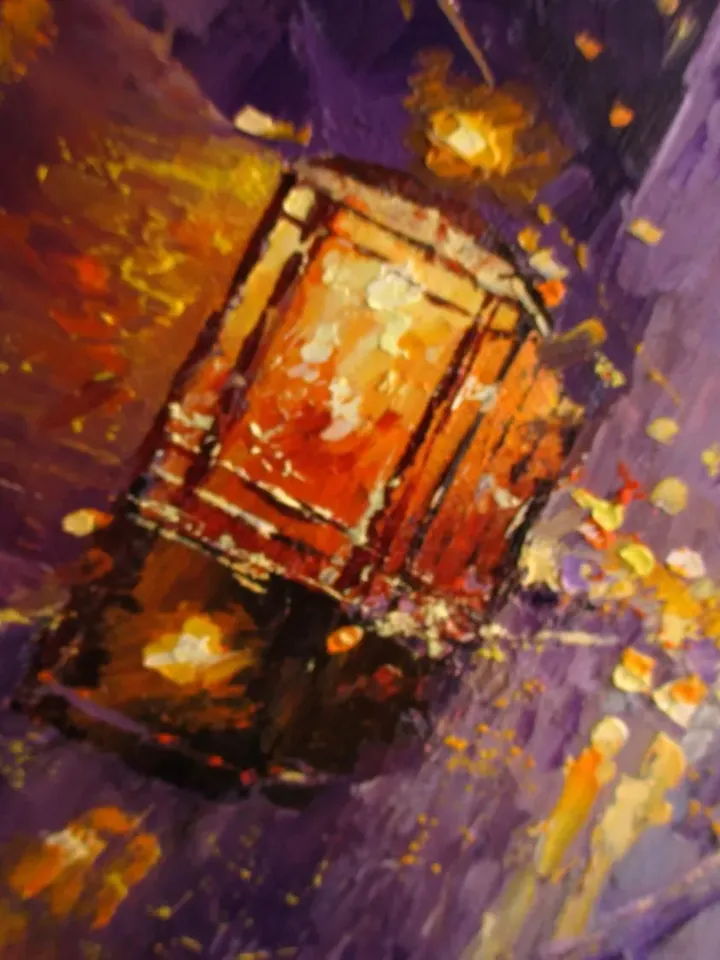 Original Oil Painting "GLOWING TRAM", Custom Size Original Oil Painting on Canvas Original Art by "Walperion Paintings"
