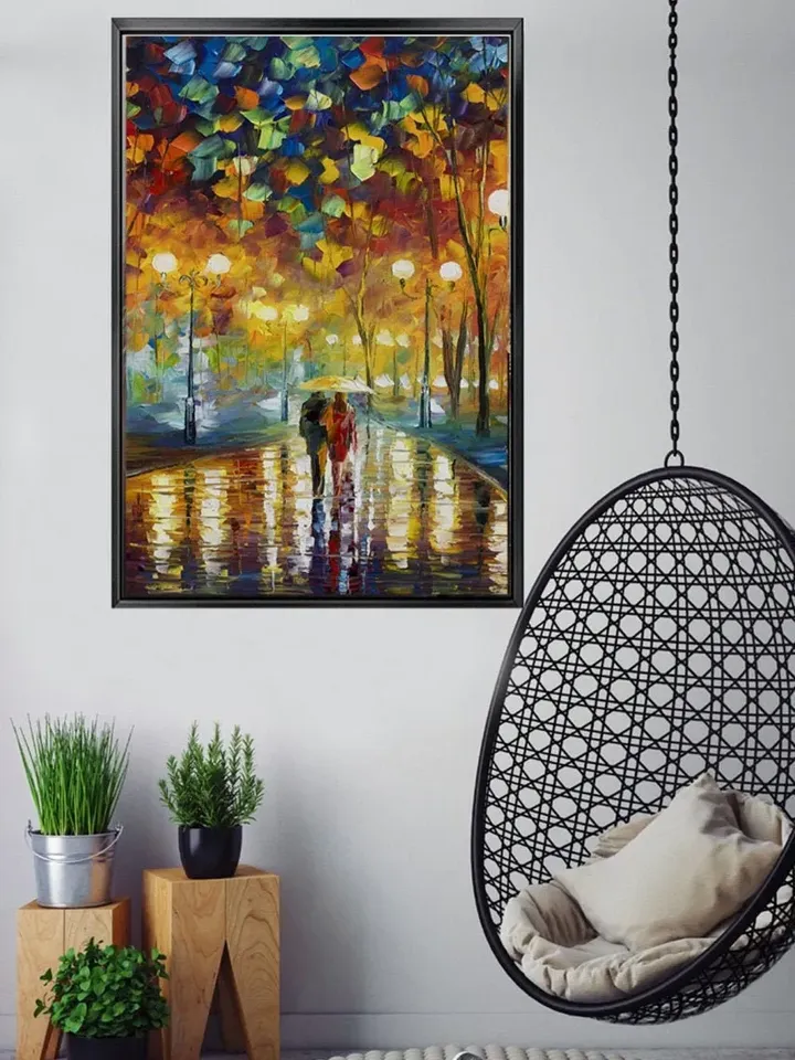 Umbrella Print on Canvas , Floating Frame Option, Modern Wall Art, Extra Large Canvas Wall Art