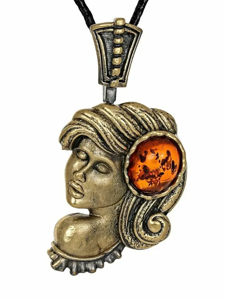 Woman Face pendant Virgo necklace Zodiac Sign pendant Gold brass Amber pendant female Virgo zodiac charm ideas Gifts